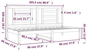 Sofá-cama sem colchão 90x200 cm madeira de pinho maciça branco