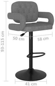 Bancos de bar 2 pcs tecido cinzento-claro