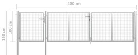 Portão de jardim 400x100 cm aço prateado