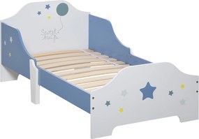 Cama para Crianças 143x74x59 cm (COLCHÃO NÃO INCLUIDO) Cama Infantil com Desenho em Estrelas Carga 50 kg para Dormitório Azul e Branco