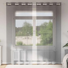 Cortinas de voile com ilhós 2 pcs castanho-claro