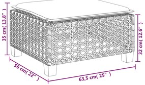 8 pcs conjunto sofás de jardim com almofadões vime PE preto