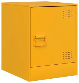 Mesas de cabeceira 2 pcs 34,5x39x44 cm aço amarelo mostarda