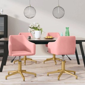 vidaXL Cadeiras de jantar giratórias 4 pcs veludo rosa