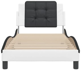 Estrutura de cama c/ cabeceira couro artificial 90x190cm