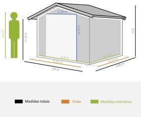 Outsunny Abrigo de Jardim Metálico 340x386x200cm Abrigo de Exterior pa