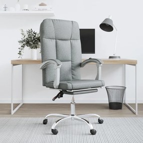 vidaXL Cadeira de escritório reclinável tecido cinzento-claro