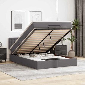 vidaXL Estrutura de cama otomana com colchão 140x190 cm cinzenta