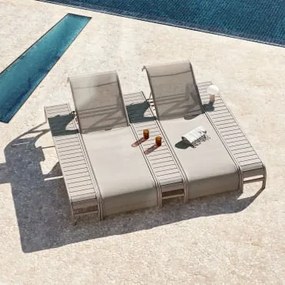 Conjunto De 2 Poltronas Reclináveis E 3 Mesas Laterais Em Aço Marietta Moka Brown - Sklum