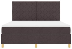 Cama Box Spring com Colchão Castanho Escuro Super King Tecido