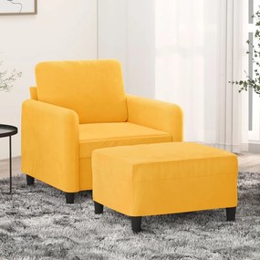 vidaXL Poltrona com apoio de pés 60 cm veludo amarelo-claro