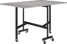 HOMCOM Mesa de Jantar Dobrável para 4-6 Pessoas com Rodas e Abas Rebatíveis para Cozinha 120x80x73 cm Cinzento | Aosom Portugal