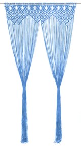Cortina em macramé 140x240 cm algodão azul