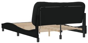 Estrutura de cama com LED sem colchão 140x200 cm tecido preto