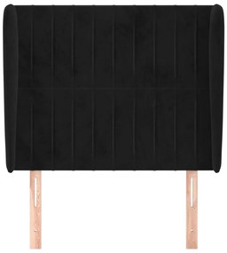 Cabeceira de cama c/ abas veludo 103x23x118/128 cm preto