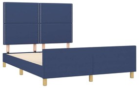 Estrutura de cama c/ cabeceira 140x190 cm tecido azul