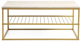 Mesa de Centro Asude – Mármore e Ouro (95 x 42 x 55 cm) | Elegância e