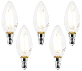 Conjunto de 5 lâmpadas LED E14 B35 transparentes 2,2 W 470 lm 2700 K