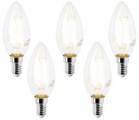Conjunto de 5 Lâmpadas LED E14 B35 Transparentes 2.2W 470 lm 2700K
