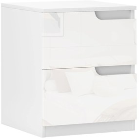 Mesa de Cabeceira Moderna Mesa de Cabeceira com Gavetas Mesa Auxiliar para Dormitório Sala de Estar 40x40x48 cm Branco