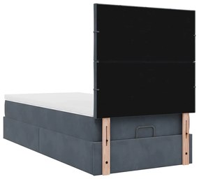 Estrutura de cama otomana com colchões cinza escuro veludo