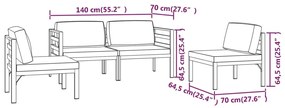 4 pcs conjunto lounge jardim com almofadões alumínio antracite