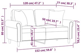 Sofá 2 lug. c/ almofadas decorativas 120 cm veludo verde-escuro