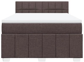 Cama com molas/colchão 160x200 cm tecido castanho-escuro