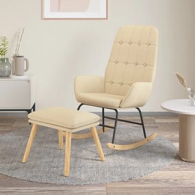 vidaXL Cadeira de baloiço com apoio de pés tecido cor creme