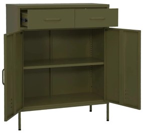 Armário de arrumação aço 80x35x101,5 cm verde-azeitona