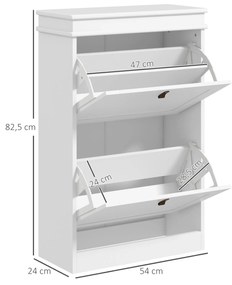 Móvel Sapateira Branco Sapateira Estreita com 2 Portas e Prateleira Ajustável para 10 Pares de Sapatos 54x24x82,5 cm Branco