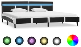 vidaXL Estrutura de cama c/ LED 180x200 cm couro artificial cinzento