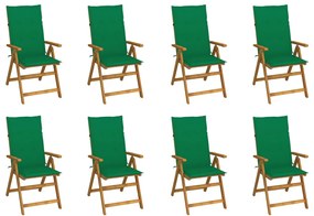 vidaXL Cadeiras de jardim dobráveis c/ almofadões 8 pcs acácia maciça