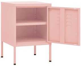 Mesas de cabeceira 2 pcs 35x35x51 cm aço rosa