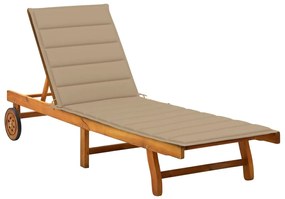 vidaXL Espreguiçadeira de jardim com almofadão madeira acácia maciça