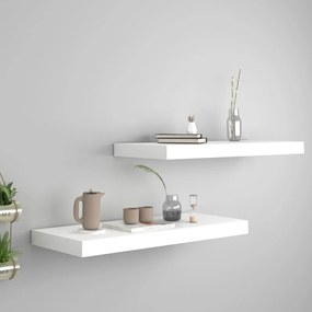 vidaXL Prateleiras de parede suspensas 2 pcs 60x23,5x3,8cm MDF branco