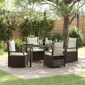 vidaXL Conjunto de Jantar de Jardim de 5 Peças Marrom Rattan Polímero