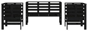 3 pcs conjunto lounge de jardim madeira de pinho maciça preto