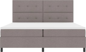 vidaXL Cama Box com colchão Cinzento-acastanhado 200 x 200 cm tecido