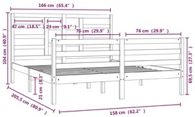 Estrutura de cama 160x200 cm madeira maciça branco