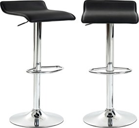 HOMCOM Conjunto de 2 Bancos de Bar Giratórios, Bancos Altos de Cozinha com Altura Ajustável 62-83 cm, com Encosto e Apoio para os Pés, Preto | Aosom Portugal