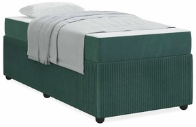 Estrutura de cama com colchão Verde-escuro 90 x 190 cm Veludo