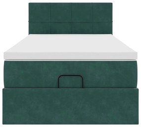 Estrutura de cama otomana vidaXL com colchão verde escuro Veludo