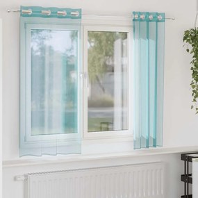 Cortinas de voile com ilhós 2 pcs turquesa