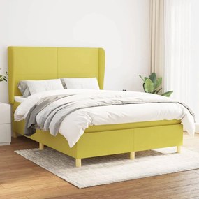 vidaXL Cama com molas/colchão 140x190 cm tecido verde