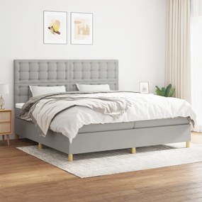 vidaXL Cama com molas/colchão 200x200 cm tecido cinza-claro