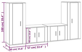 Conjunto móveis de TV 4pcs madeira processada carvalho castanho