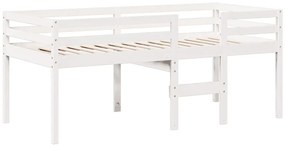 Cama alta com telhado 90x200 cm pinho maciço branco