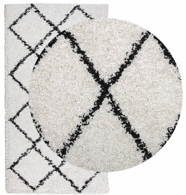 Tapete shaggy de pelo alto PAMPLONA 60x110 cm creme e preto