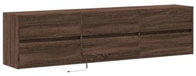 Móvel parede p/ TV c/ luzes LED 180x31x45 cm carvalho castanho